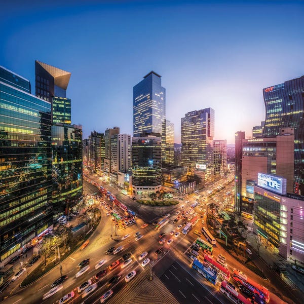 South Korea: Gangnam At Night, Seoul, South Korea by Jan Becke