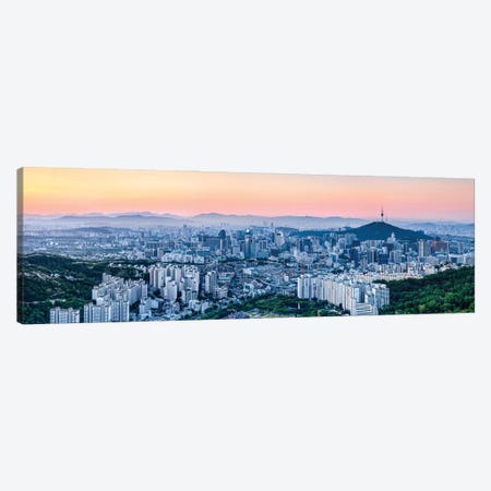Seoul Skyline At Sunset With Namsan Mountain And N Seoul Tower Canvas Print #JNB1097} by Jan Becke Canvas Wall Art