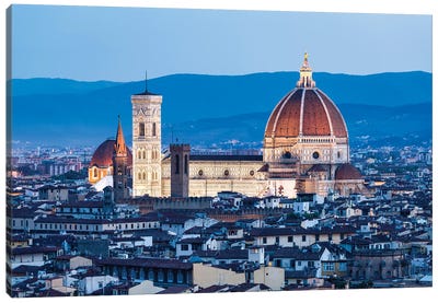Florence Cathedral At Night, Tuscany Region, Italy Canvas Art Print - Florence Art