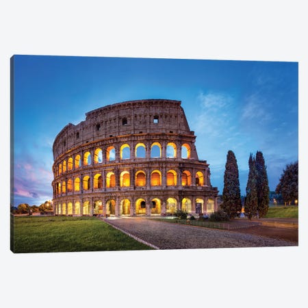 Colosseum In Rome At Night, Italy Canvas Print #JNB1108} by Jan Becke Canvas Art Print