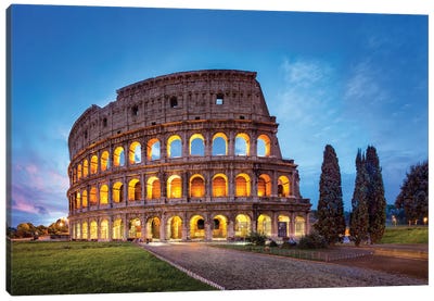 Colosseum In Rome At Night, Italy Canvas Art Print - The Colosseum