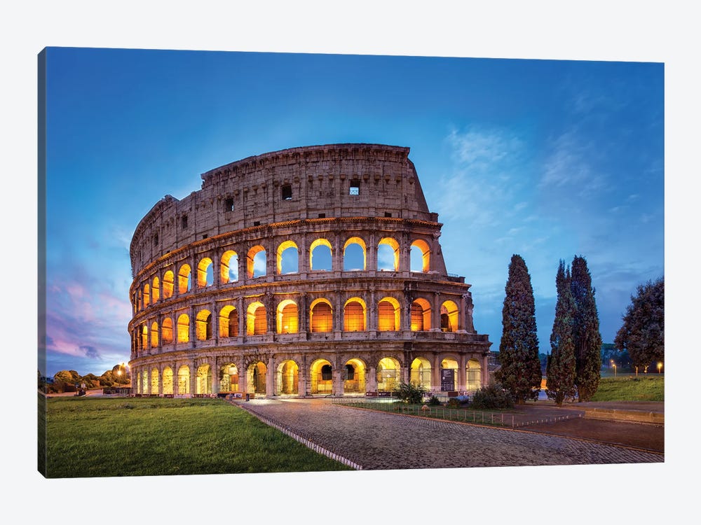 Colosseum In Rome At Night, Italy by Jan Becke 1-piece Canvas Art Print