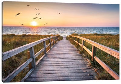 Sunset At The Dune Beach Canvas Art Print - Scenic & Nature Photography