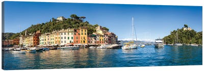 Panoramic View Of Portofino, Liguria, Italy Canvas Art Print - Genoa