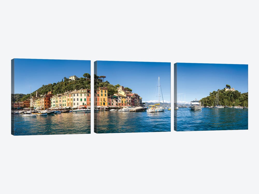 Panoramic View Of Portofino, Liguria, Italy by Jan Becke 3-piece Canvas Art Print