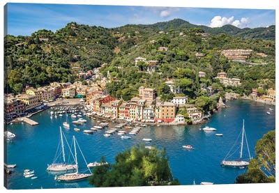 Town Of Portofino, Liguria, Italy Canvas Art Print - Harbor & Port Art