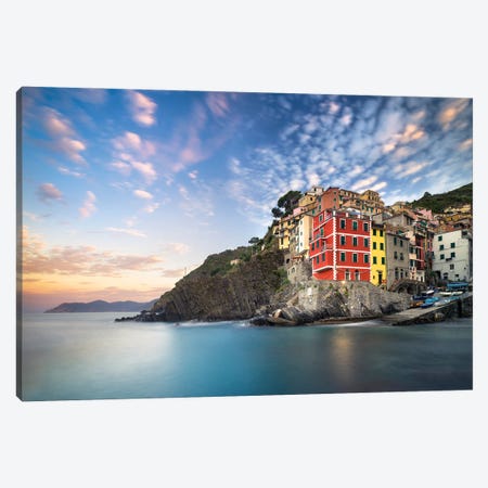 Colorful Houses Of Riomaggiore At Sunrise, Cinque Terre Coast, Italy Canvas Print #JNB1116} by Jan Becke Canvas Print
