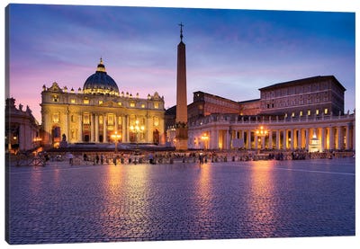 St. Peter'S Basilica At St. Peter'S Square In Rome, Vatican, Italy Canvas Art Print - Jan Becke