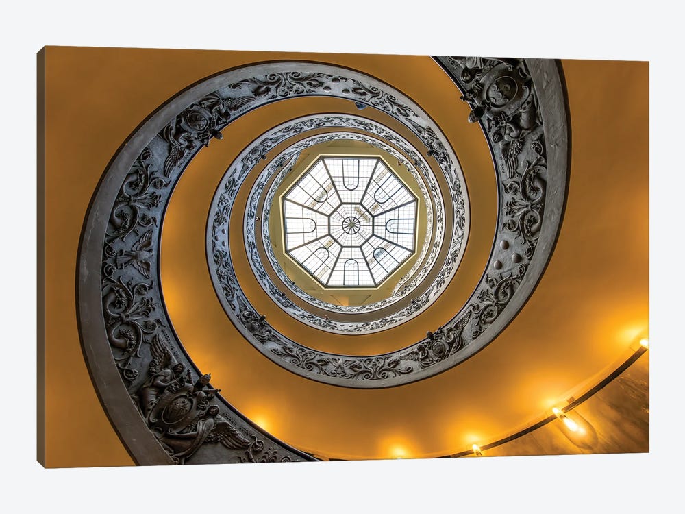 Bramante Spiral Staircase At The Vatican Museum In Rome, Italy by Jan Becke 1-piece Art Print