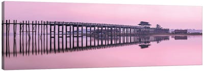 Panoramic View Of The U Bein Bridge At Dawn, Taungthaman Lake, Amarapura, Myanmar Canvas Art Print - Burma (Myanmar)