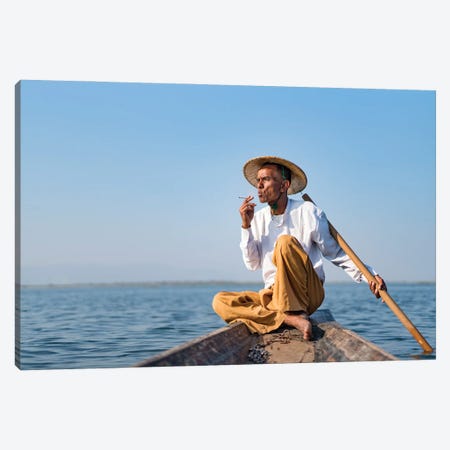 Traditional Intha Fisherman, Inle Lake, Myanmar Canvas Print #JNB1129} by Jan Becke Art Print