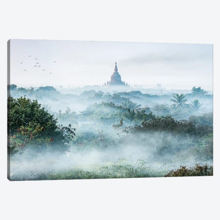 Early Morning Fog In Bagan, Myanmar Canvas Print #JNB1133} by Jan Becke Canvas Artwork