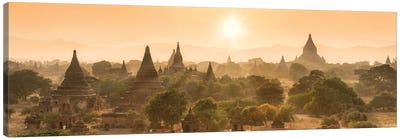 Sunset Over The Ancient Temples In Bagan, Myanmar Canvas Art Print - Old Bagan