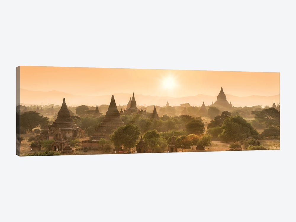 Sunset Over The Ancient Temples In Bagan, Myanmar by Jan Becke 1-piece Canvas Wall Art