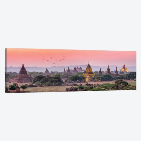 Panoramic View Of Ancient Temples At Dusk, Old Bagan, Myanmar Canvas Print #JNB1138} by Jan Becke Canvas Artwork