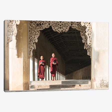 Two Young Novice Monks Holding Rice Bowls, Bagan, Myanmar Canvas Print #JNB1146} by Jan Becke Canvas Art