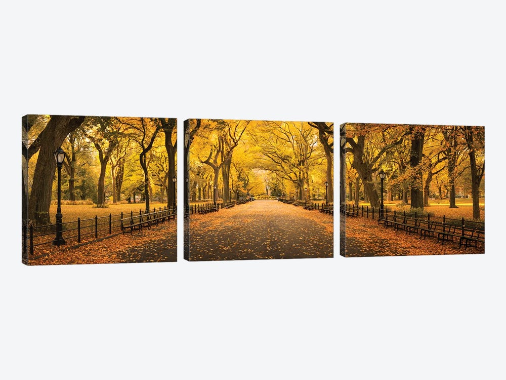 The Mall In Central Park by Jan Becke 3-piece Canvas Art Print