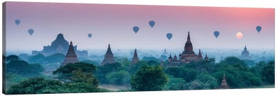 Old Temples With Hot Air Balloons At Sunrise, Bagan, Myanmar Canvas Art Print - Old Bagan