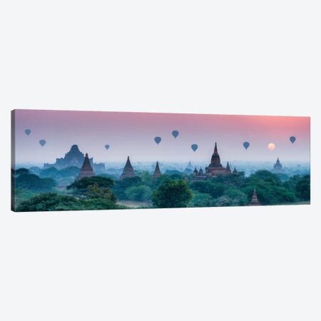 Old Temples With Hot Air Balloons At Sunrise, Bagan, Myanmar Canvas Print #JNB1151} by Jan Becke Canvas Art
