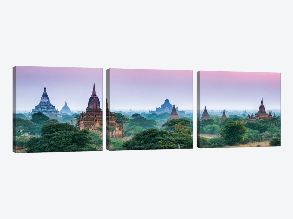 Panoramic View Of Ancient Temples In Old Bagan, Myanmar by Jan Becke 3-piece Canvas Art