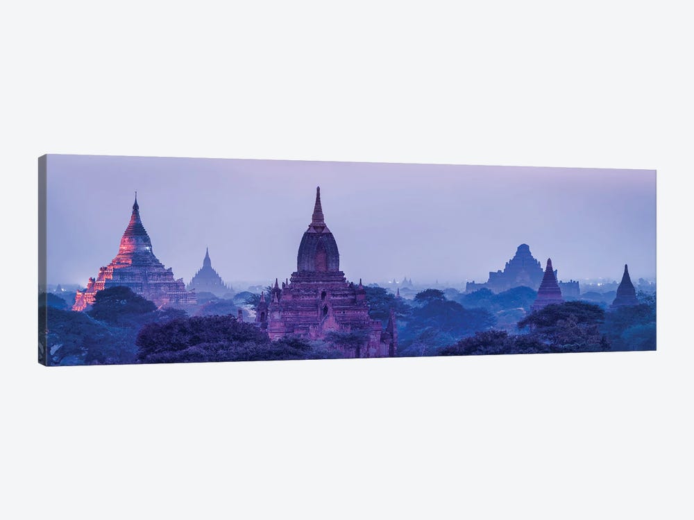 Ancient Temples At Dusk, Old Bagan, Myanmar by Jan Becke 1-piece Canvas Art Print