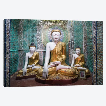 Buddha Statues At The Shwedagon Pagoda In Yangon, Myanmar Canvas Print #JNB1180} by Jan Becke Canvas Art Print