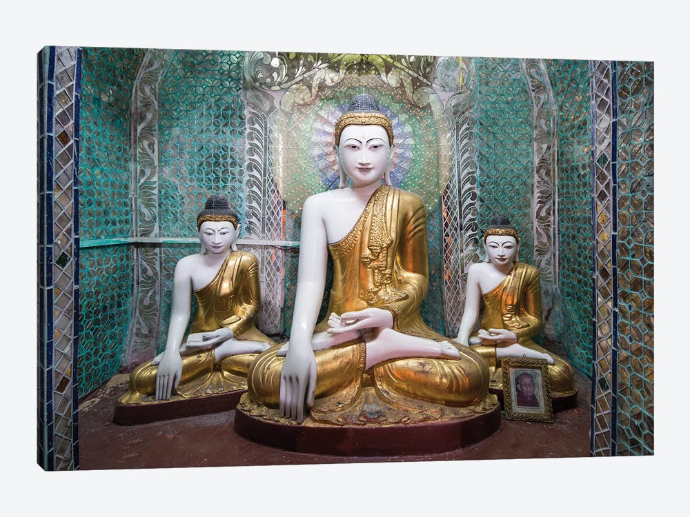 Buddha Statues At The Shwedagon Pagoda In Yangon, Myanmar by Jan Becke 1-piece Art Print