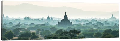 Early Morning Fog Over The Temples In Bagan, Myanmar Canvas Art Print - Asia Art