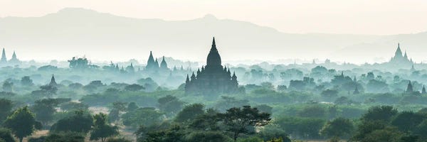 Early Morning Fog Over The Temples In Bagan, Myanmar