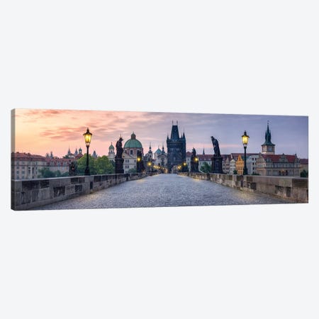 Panoramic View Of The Charles Bridge In Prague, Czech Republic Canvas Print #JNB1186} by Jan Becke Canvas Art