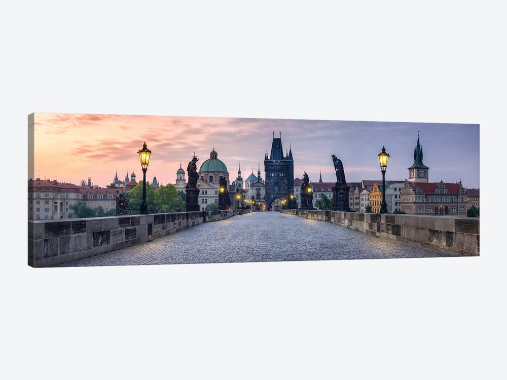 Panoramic View Of The Charles Bridge In Prague, Czech Republic by Jan Becke 1-piece Canvas Art Print