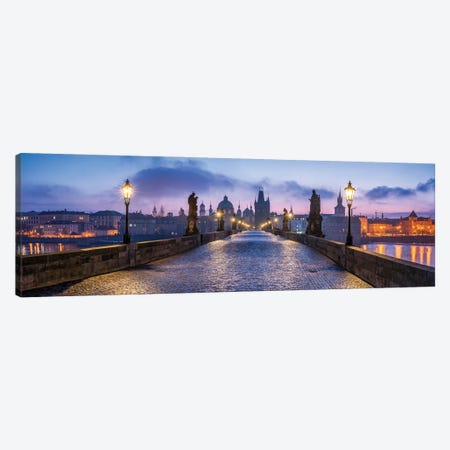 Panoramic View Of The Charles Bridge In Prague At Dusk, Czech Republic Canvas Print #JNB1191} by Jan Becke Canvas Wall Art