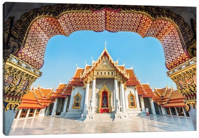 Wat Benchamabophit Also Known As The Marble Temple, Bangkok, Thailand Canvas Art Print - Bangkok Art