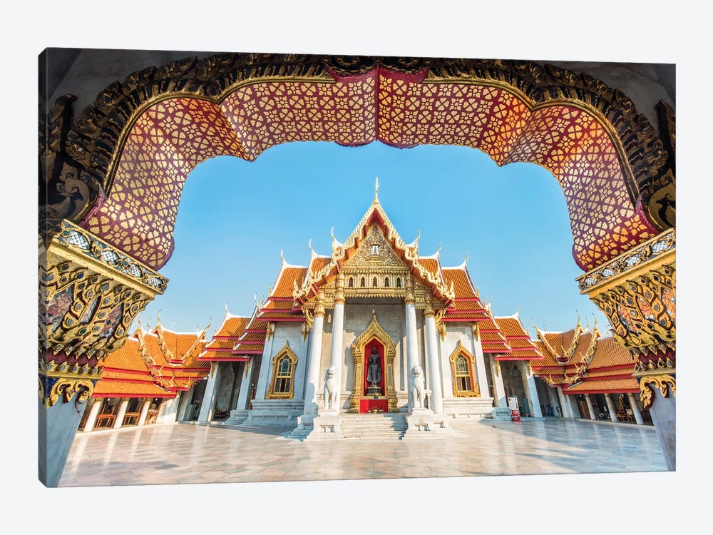 Wat Benchamabophit Also Known As The Marble Temple, Bangkok, Thailand 1-piece Canvas Art Print