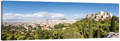 Panoramic View Of Athens With Acropolis And Lykabettus Hill, Greece Canvas Art Print - Athens Art