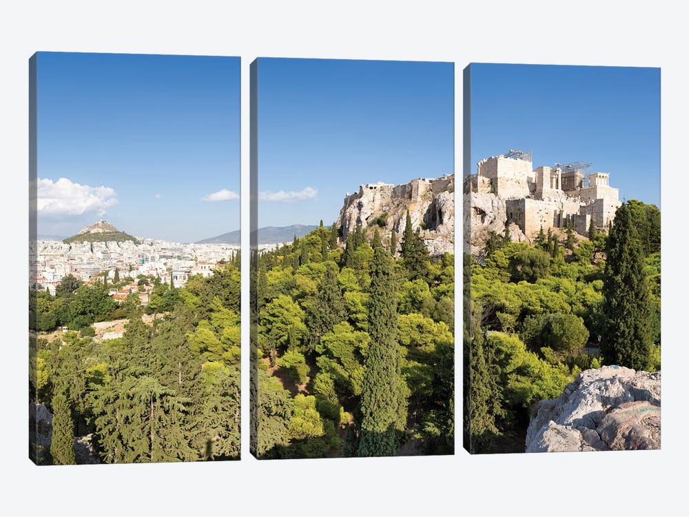 Acropolis Of Athens And Lykabettus Hill, Greece by Jan Becke 3-piece Canvas Art Print