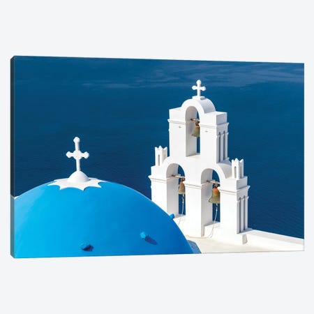 Catholic Church Of The Dormition Also Known As The Three Bells Of Fira, Santorini, Greece Canvas Print #JNB1199} by Jan Becke Canvas Wall Art