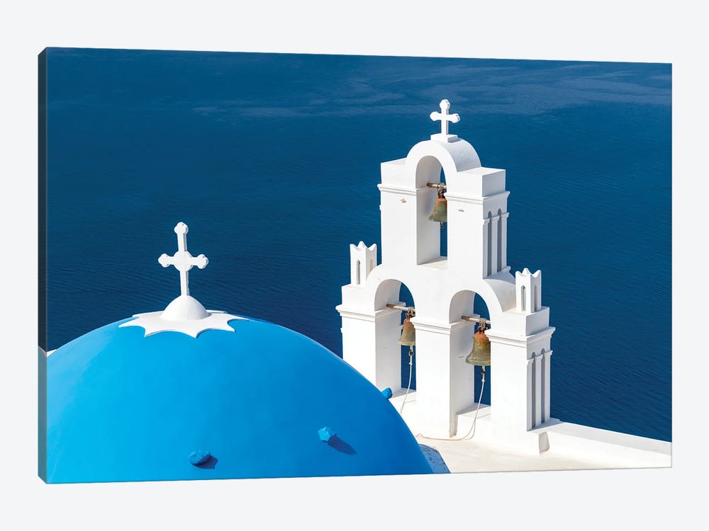 Catholic Church Of The Dormition Also Known As The Three Bells Of Fira, Santorini, Greece by Jan Becke 1-piece Canvas Print