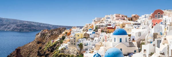 Santorini: Panoramic View Of Oia And The Caldera, Santorini, Greece by Jan Becke