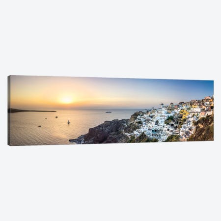 Panoramic Sunset View Of Oia And The Caldera, Santorini, Greece Canvas Print #JNB1204} by Jan Becke Canvas Art Print