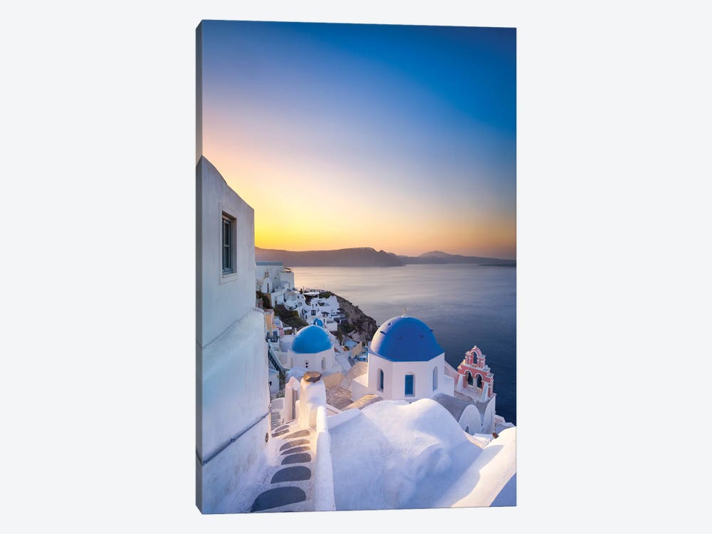 Sunrise Over The Blue Rooftops In Oia, Santorini, Greece by Jan Becke 1-piece Canvas Wall Art