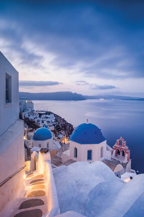 Town Of Oia At Dusk, Santorini, Greece by Jan Becke wall art