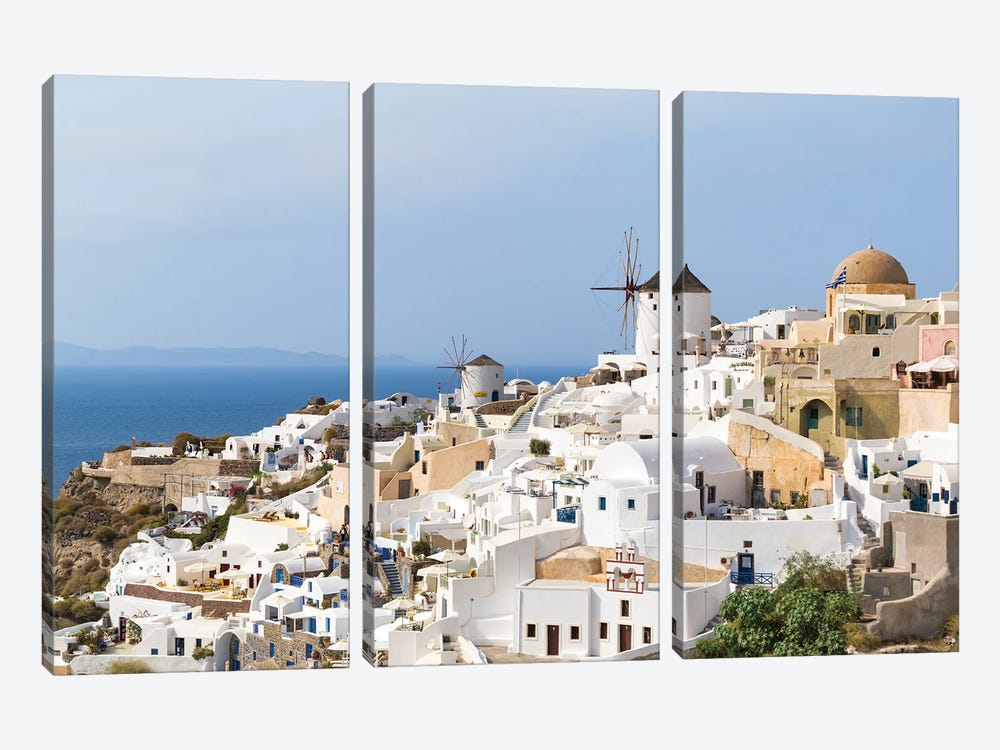 Traditional White Houses In Oia, Santorini, Greece by Jan Becke 3-piece Canvas Art Print
