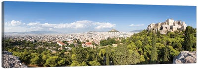 Panoramic View Of Athens With Acropolis And Lykabettus Hill In The Distance, Greece Canvas Art Print - Athens Art