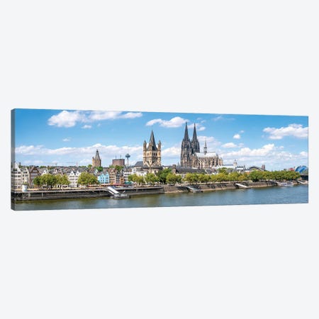 Panoramic View Of The Cologne Cathedral And Great St. Martin Church Along The Banks Of The Rhine River, Cologne, Germany Canvas Print #JNB1217} by Jan Becke Canvas Wall Art