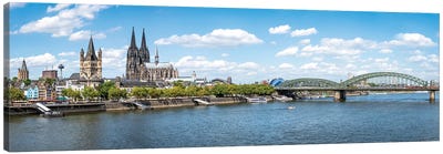 Cologne Skyline Along The Rhine River With Hohenzollern Bridge, North Rhine-Westphalia, Germany Canvas Art Print - Cologne
