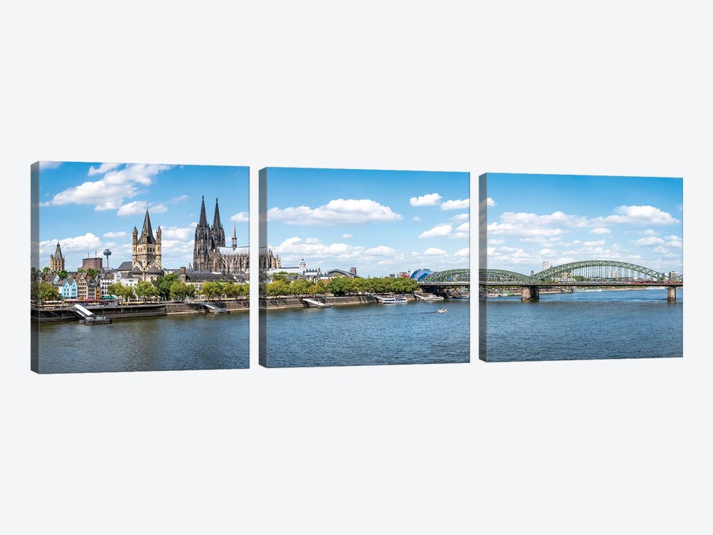Cologne Skyline Along The Rhine River With Hohenzollern Bridge, North Rhine-Westphalia, Germany by Jan Becke 3-piece Art Print