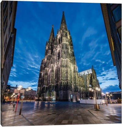 Cologne Cathedral At Night Canvas Art Print - Cologne