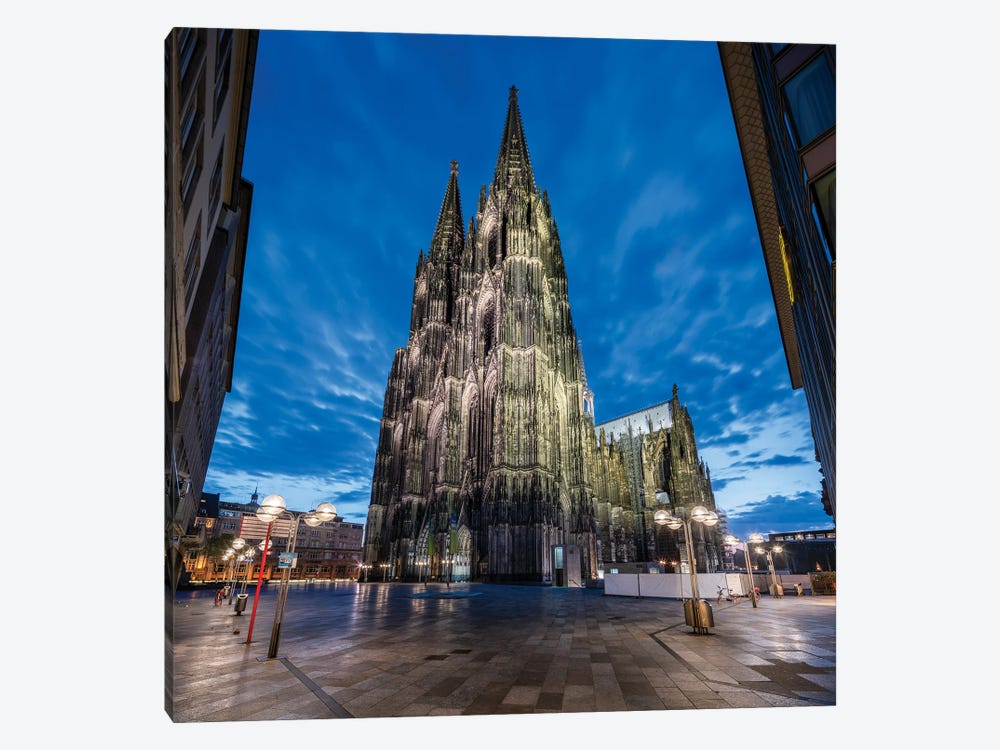 Cologne Cathedral At Night by Jan Becke 1-piece Canvas Art Print