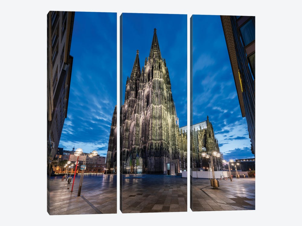 Cologne Cathedral At Night by Jan Becke 3-piece Art Print